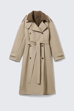 Beige - Oversized Trench Coat with Detachable Lining - 8