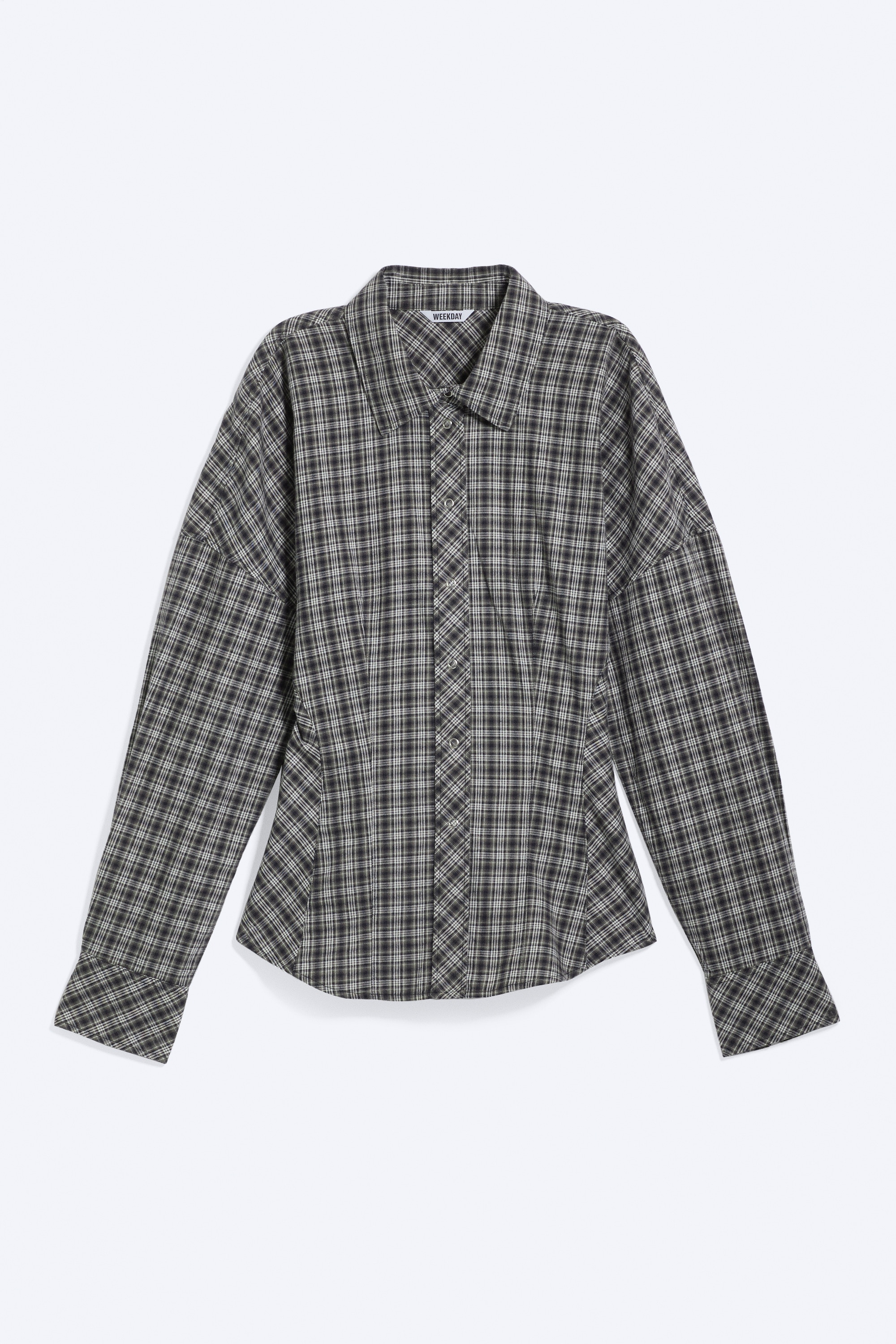 Trapezowa koszula - Checked Black/Grey/Biały