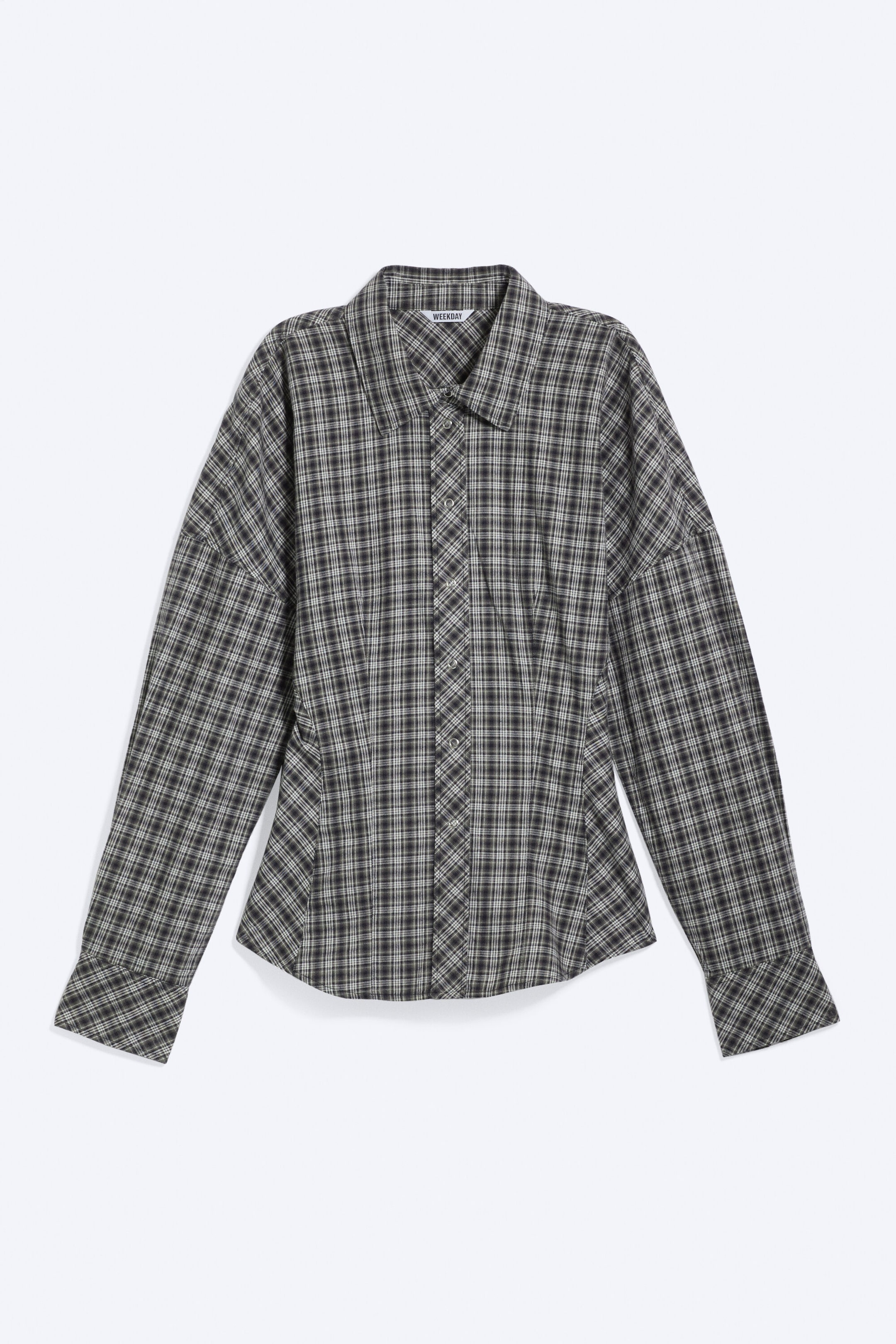 Checked Black/Grey - Waisted A-Line Shirt - 1