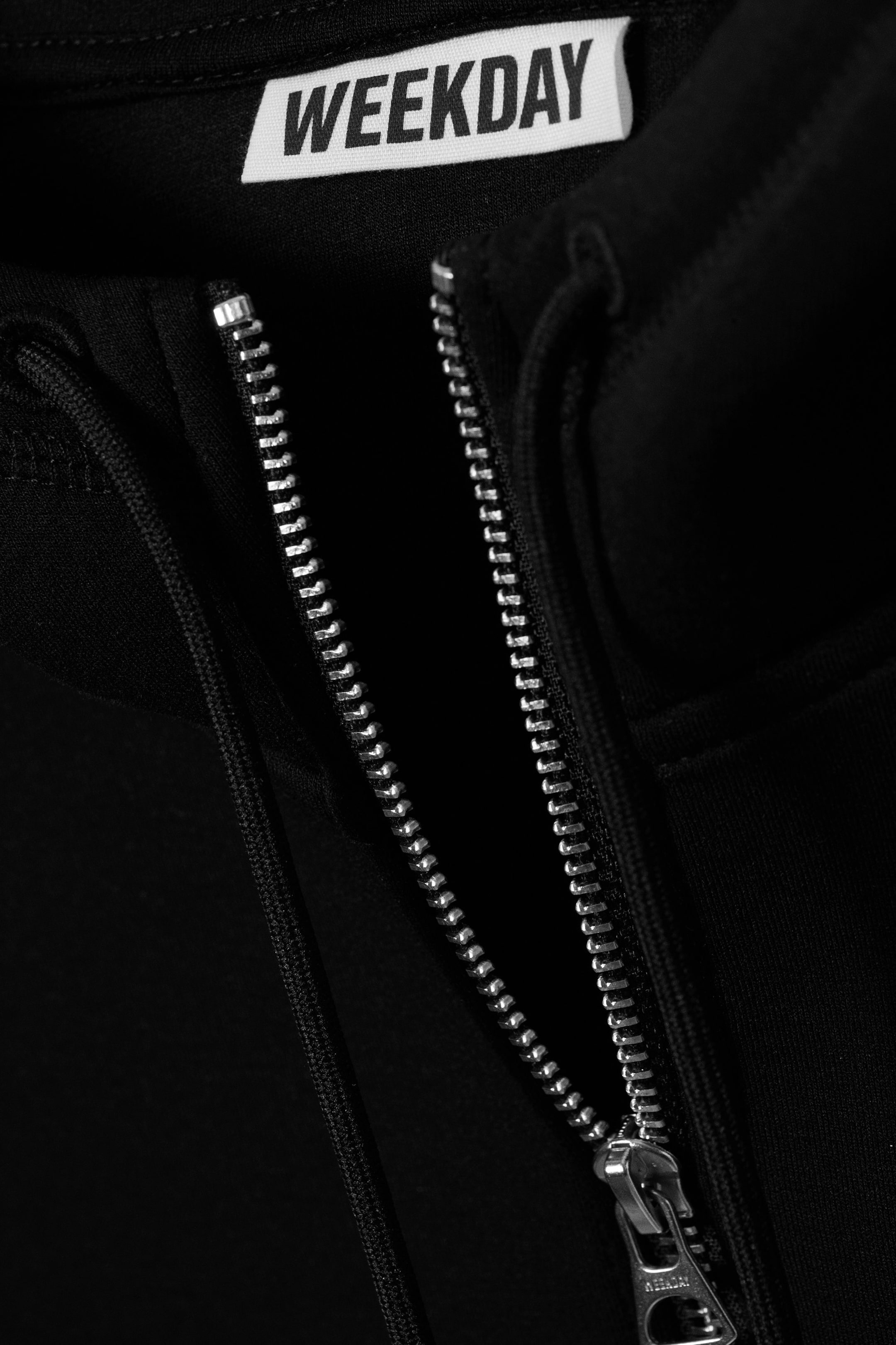 Black - Loose High-Neck Scuba Zip Hoodie - 5