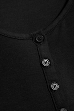 Black - Slim fit long-sleeved henley - 3