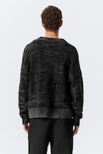 Zwart - Oversized gebreide katoenen trui met grafische print - 2