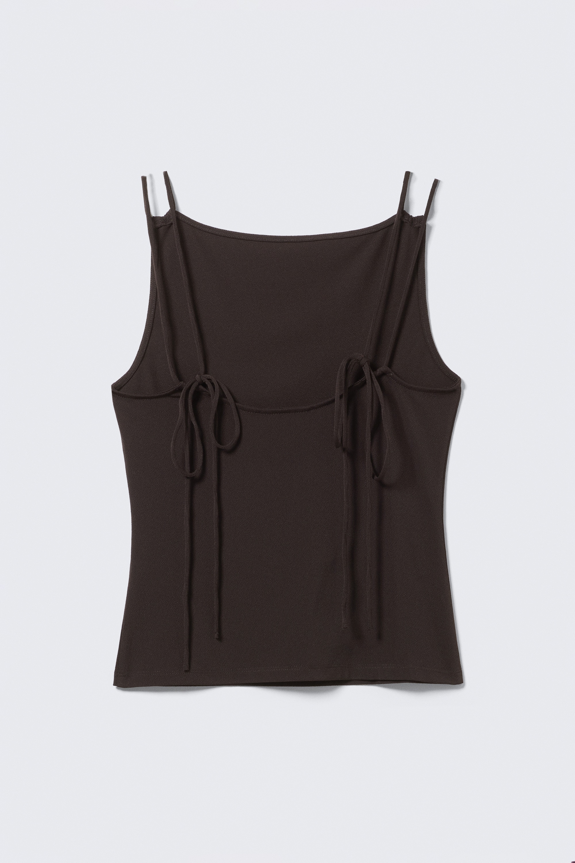 žebrovaný top s lodičkovým výstřihem a ramínky - Tmavě hnědá/Jasně zelený/Černá