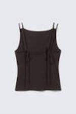 Dark Brown - Strappy Boat-Neck Jersey Tank Top - 5