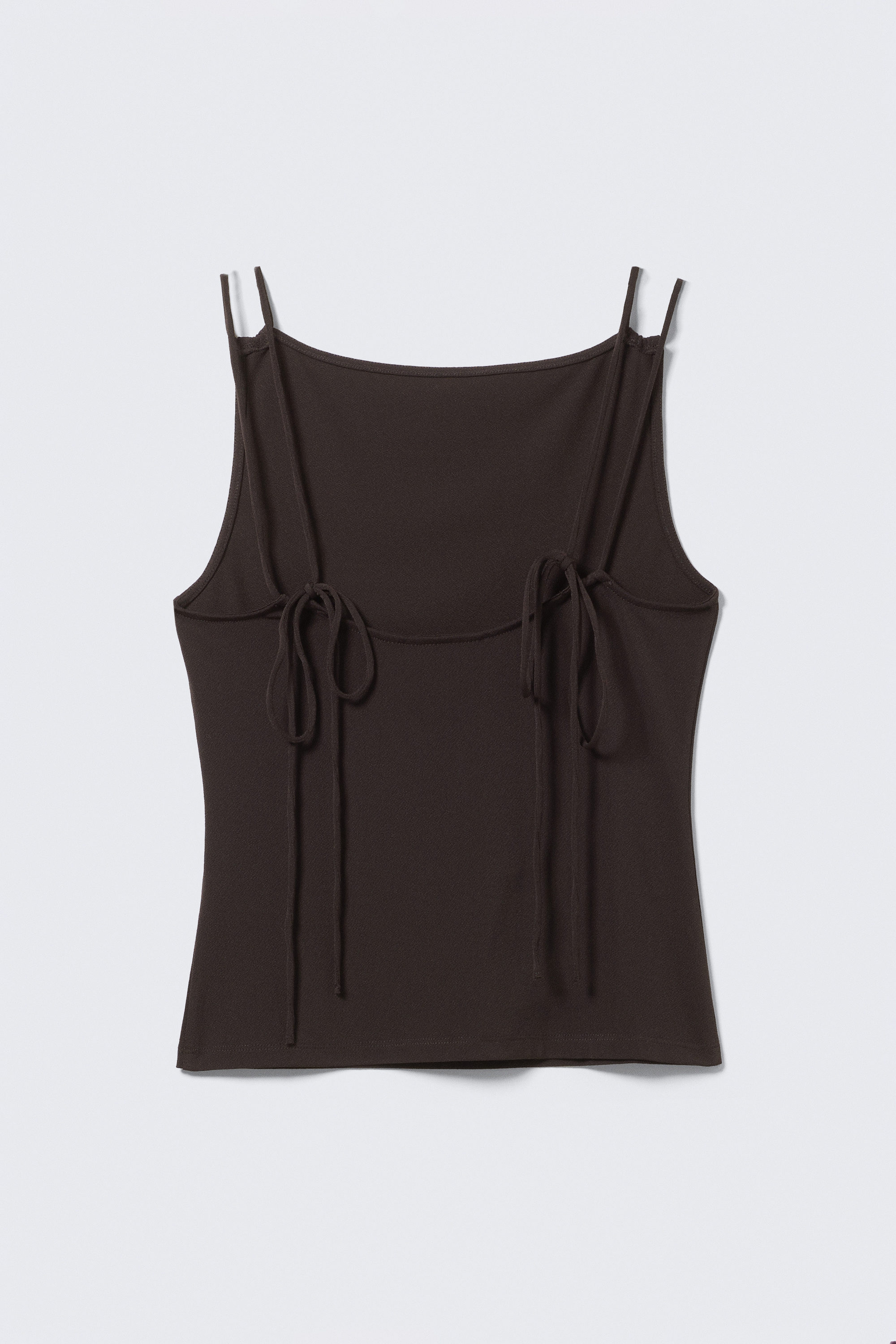 Dark Brown - Strappy Boat-Neck Jersey Tank Top - 2