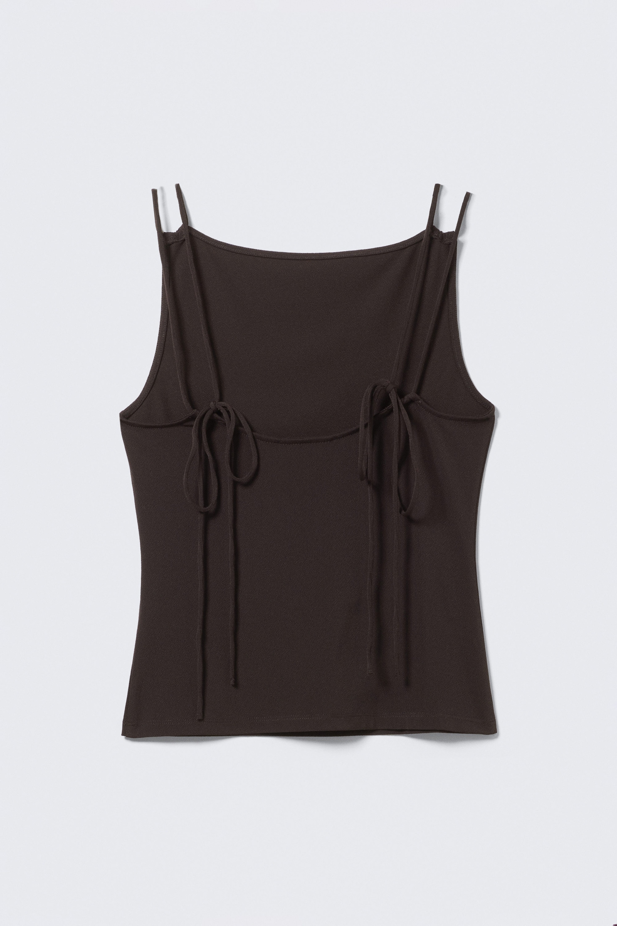 Dunkelbraun - Jersey-Tanktop mit Riemchen und U-Boot-Ausschnitt - 2