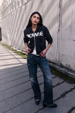 Black - Bowie Shrunken Zip Hoodie - 2