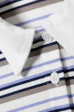 Blau & Beige gestreift - Gestreiftes Oversized-Poloshirt - 1