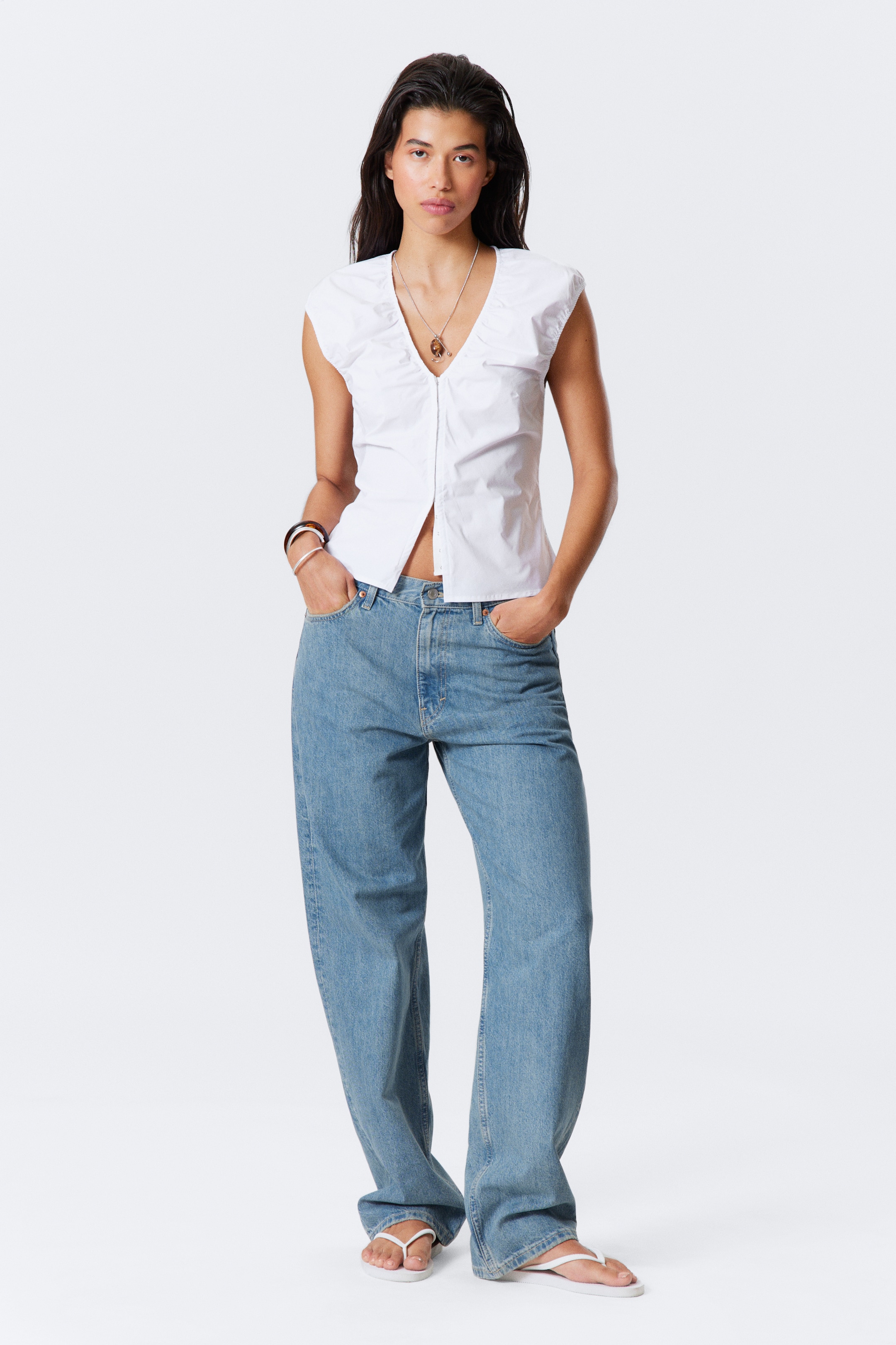 Zobacz większy obraz: Bawełniany top bez rękawów - Biały - ONA | H&M PL 2