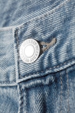 Blue Fade - Medium Blue - Galaxy Mid Rise Loose Straight Leg Unisex Jeans - 7