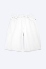 Dirty White - White - Void Mid Rise Loose Long Denim Shorts - 4