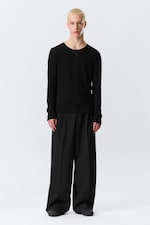 Black - Long-Sleeved Henley T-shirt - 1