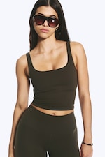 Dark Brown - Cropped Sports Top - 0
