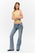 Fresh Blue - Mellanblå - Low Waist Slim Flared Leg Jeans - 0