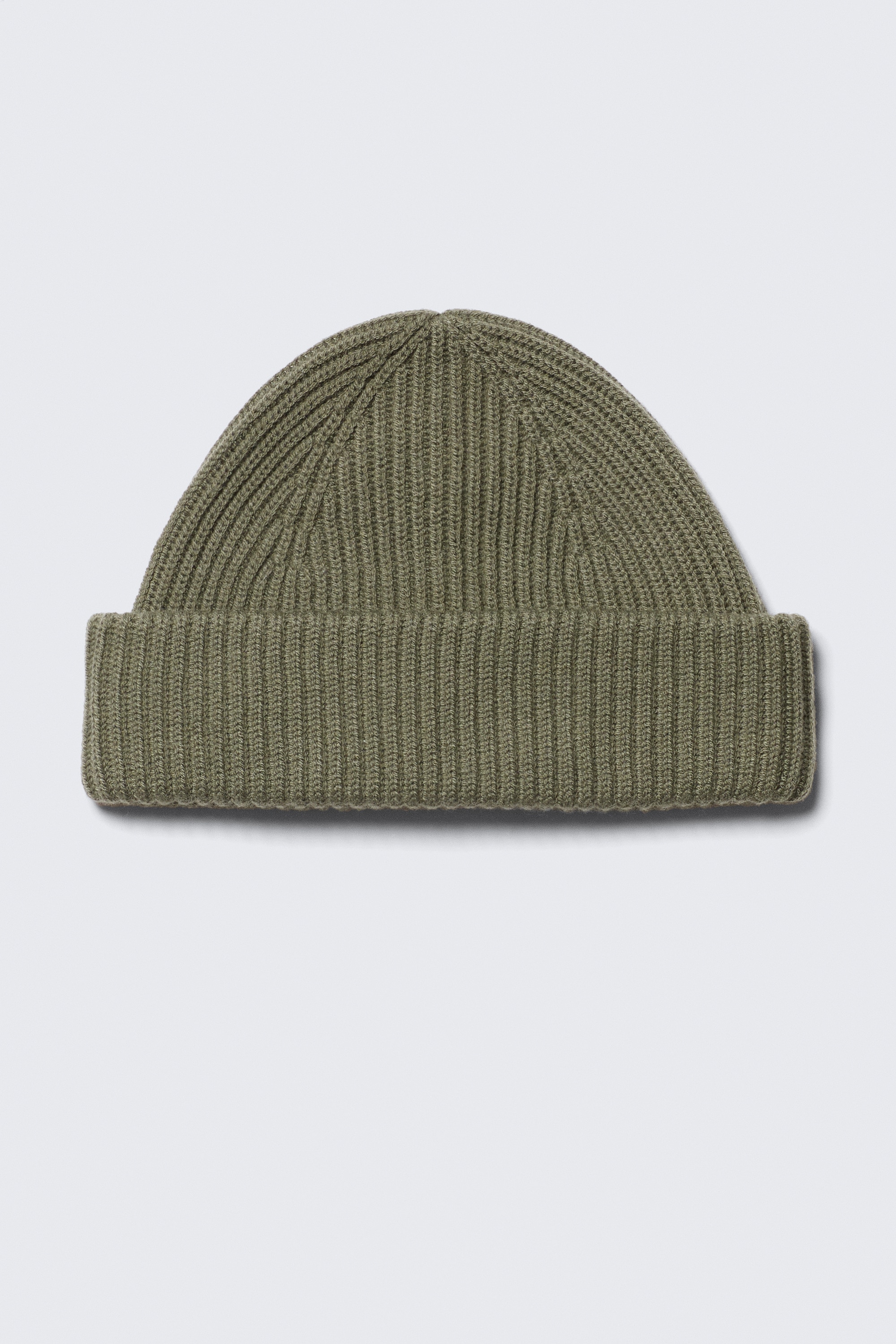 Fold Knit Wool Blend Beanie - Khaki zelená/Černá