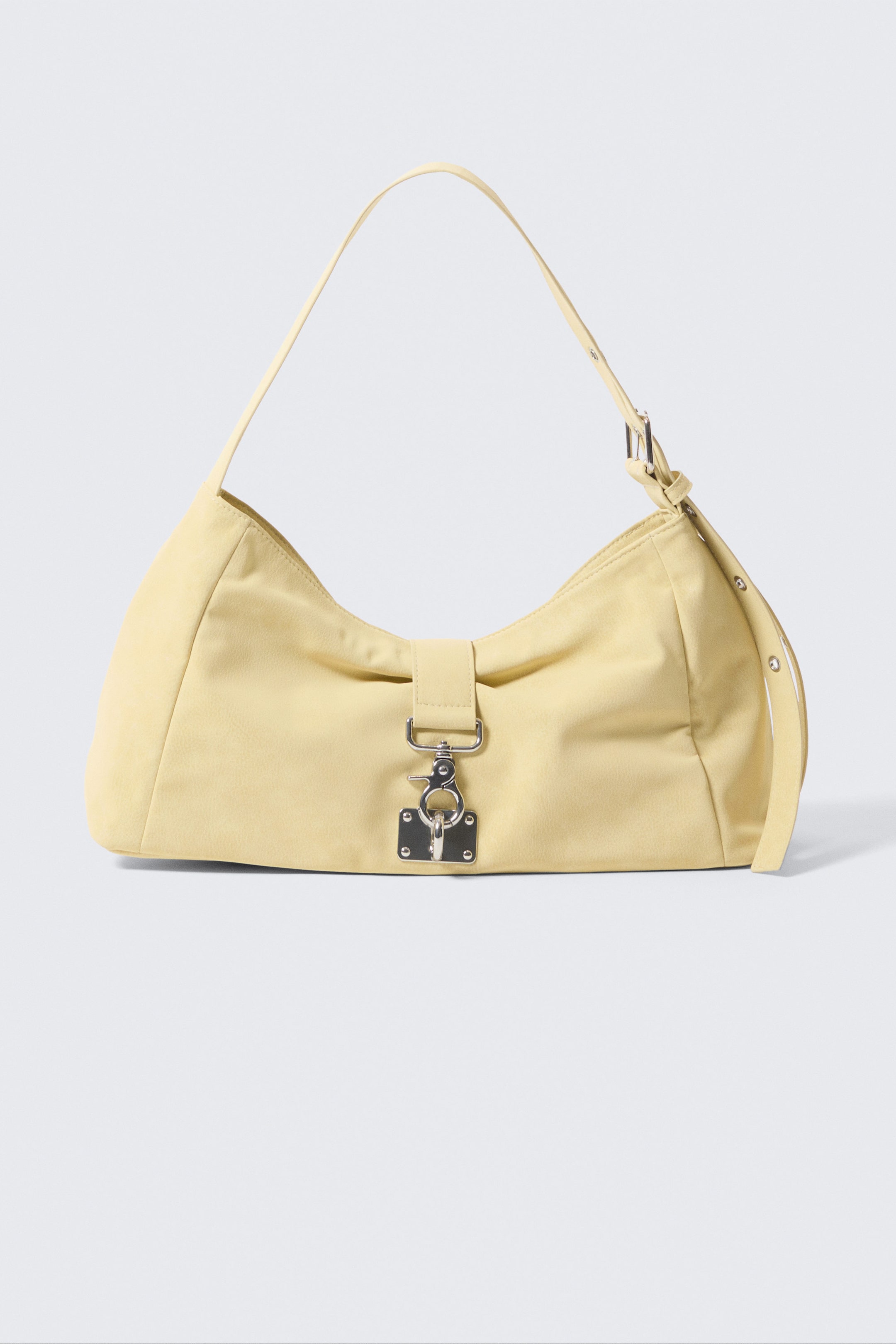 Light Yellow - Small Slouched Clasp Shoulder Bag - 1