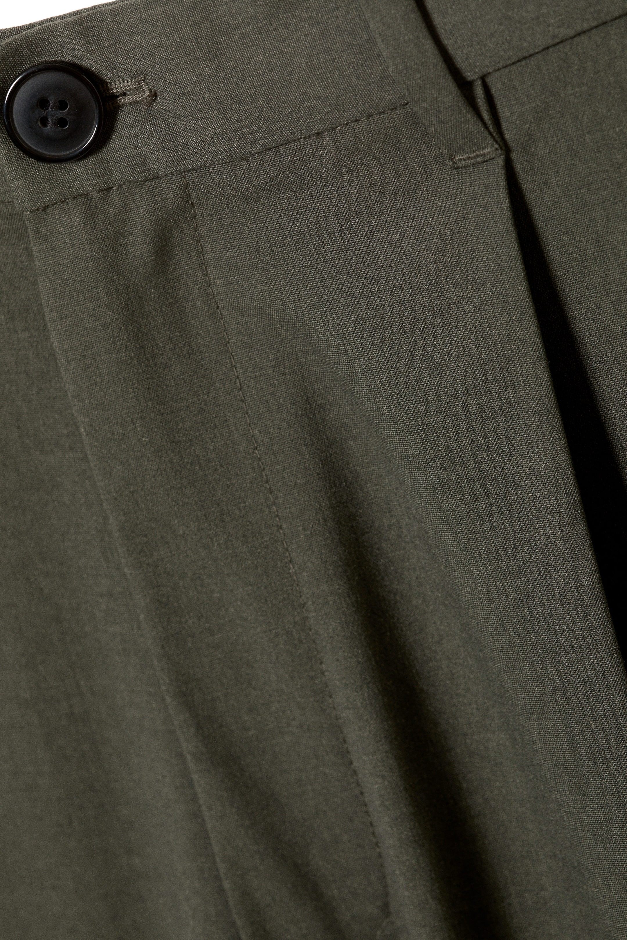 Dark Green Melange - Uno Loose Suit Trousers - 2