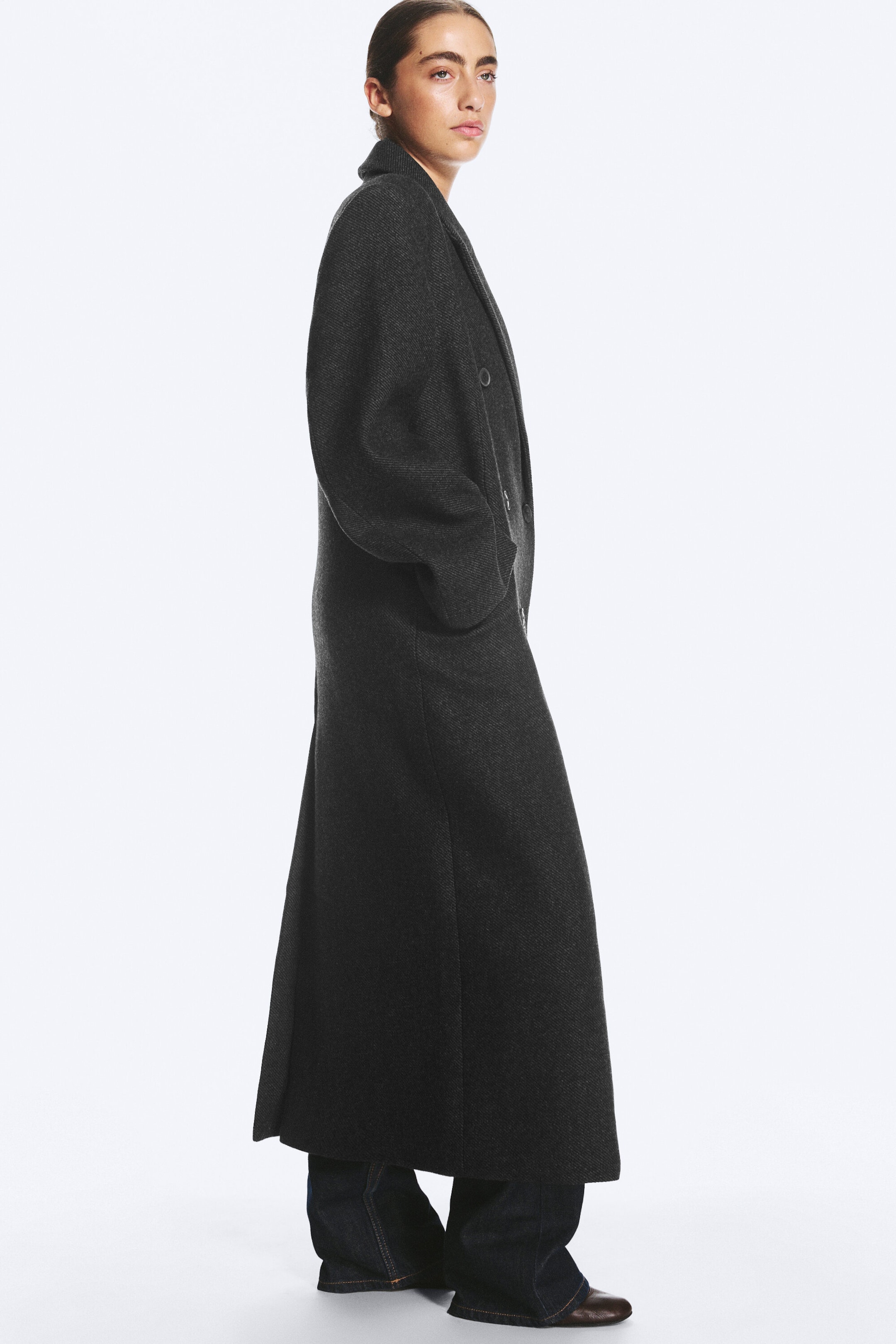 Dark Grey - Recycled Wool Blend Coat - 3
