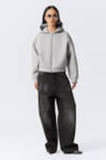 Grey Melange - Oversized Scuba Zip-Hoodie - 1