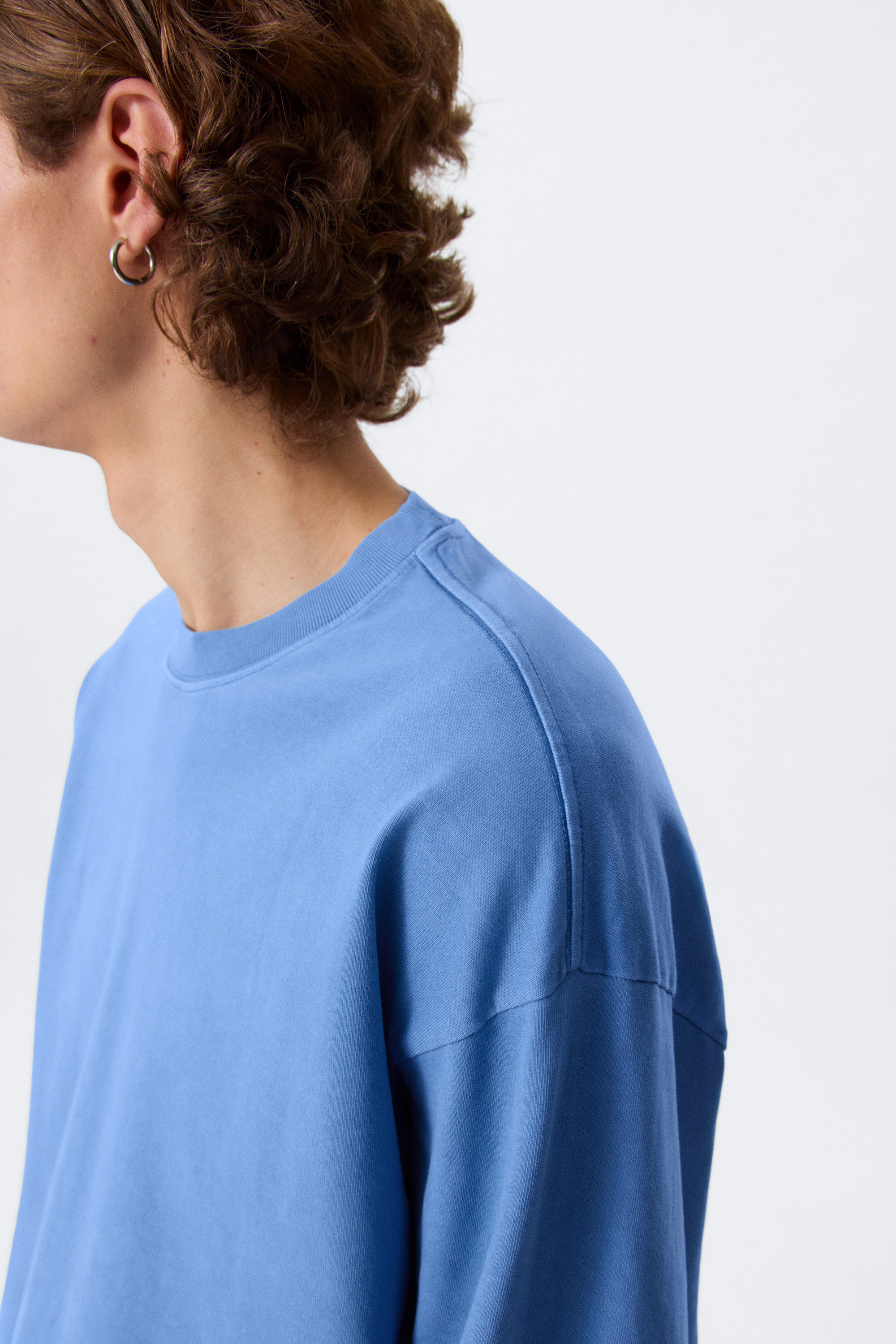 Washed Blue - Loose Boxy Long-Sleeved T-shirt - 2