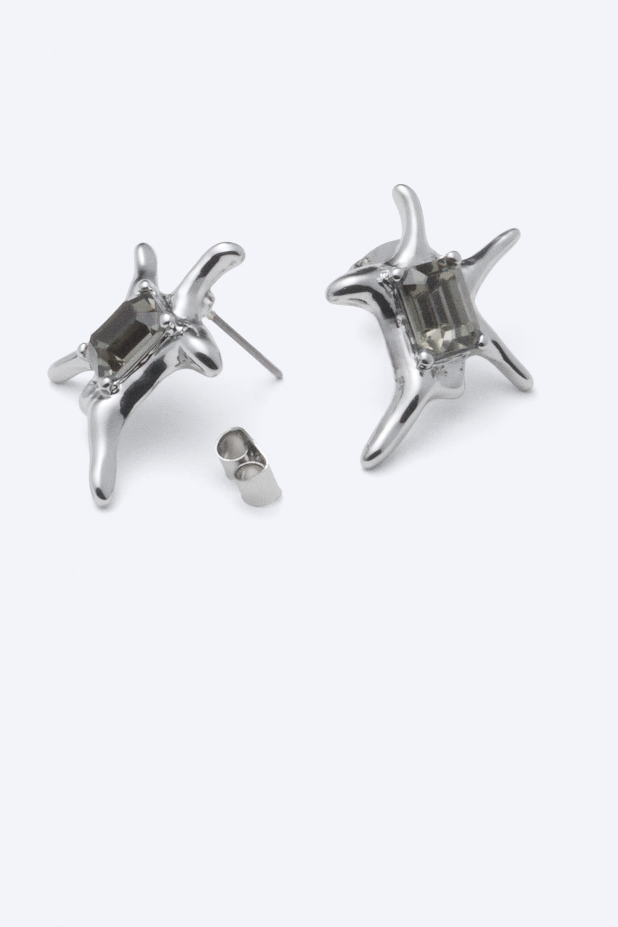 Silver - Sculptural Stud earrings - 2