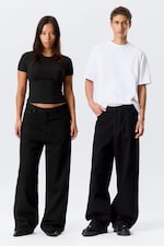 Black Rinse - Black - Astro Mid Rise Loose Baggy Leg Unisex Jeans - 0