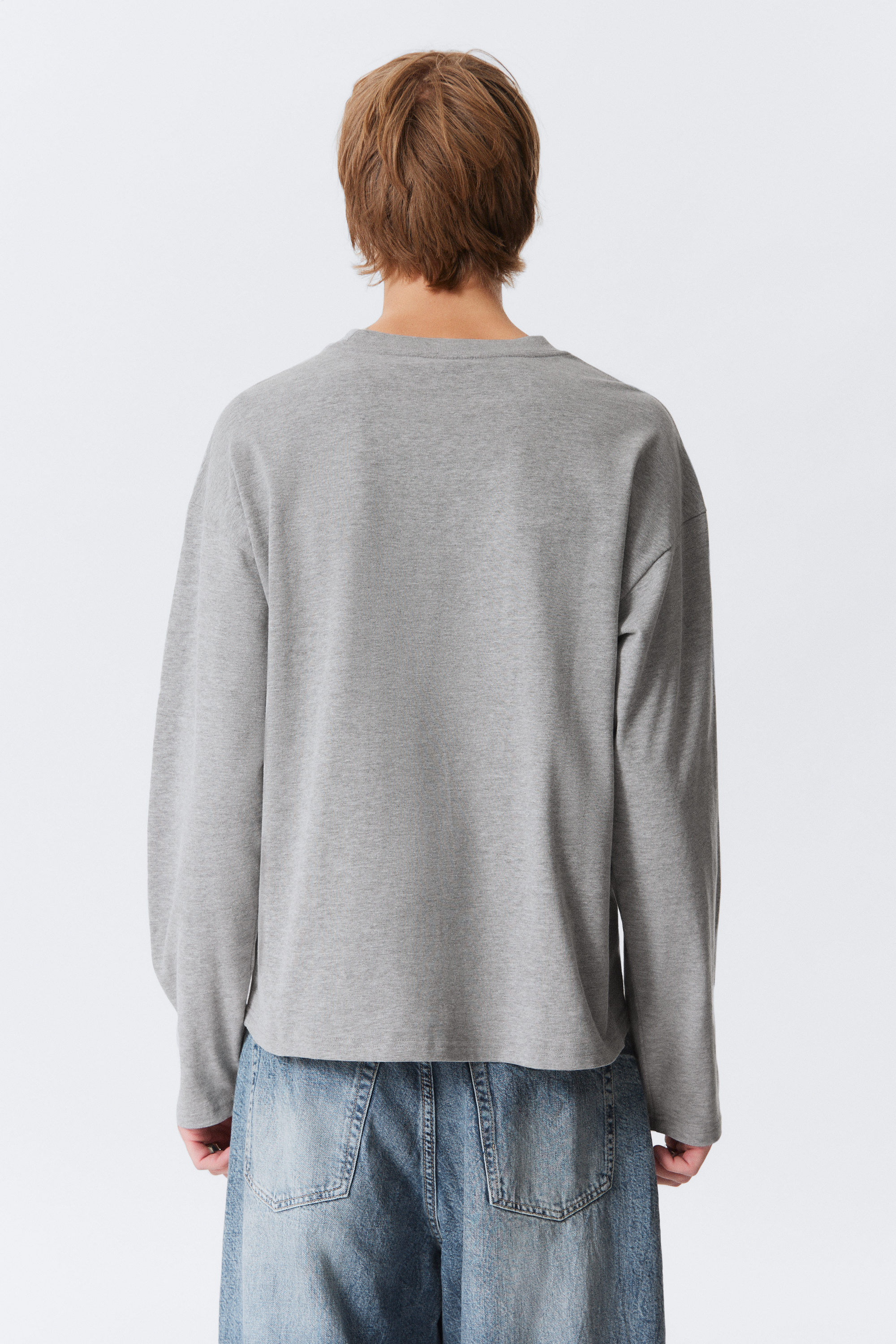 Hellgrau meliert - Tolles Longsleeve in Boxy-Passform - 2