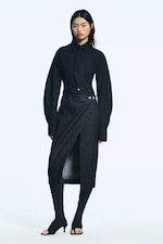 Raw Indigo - Dark Blue - Low Rise Denim Midi Skirt - 0