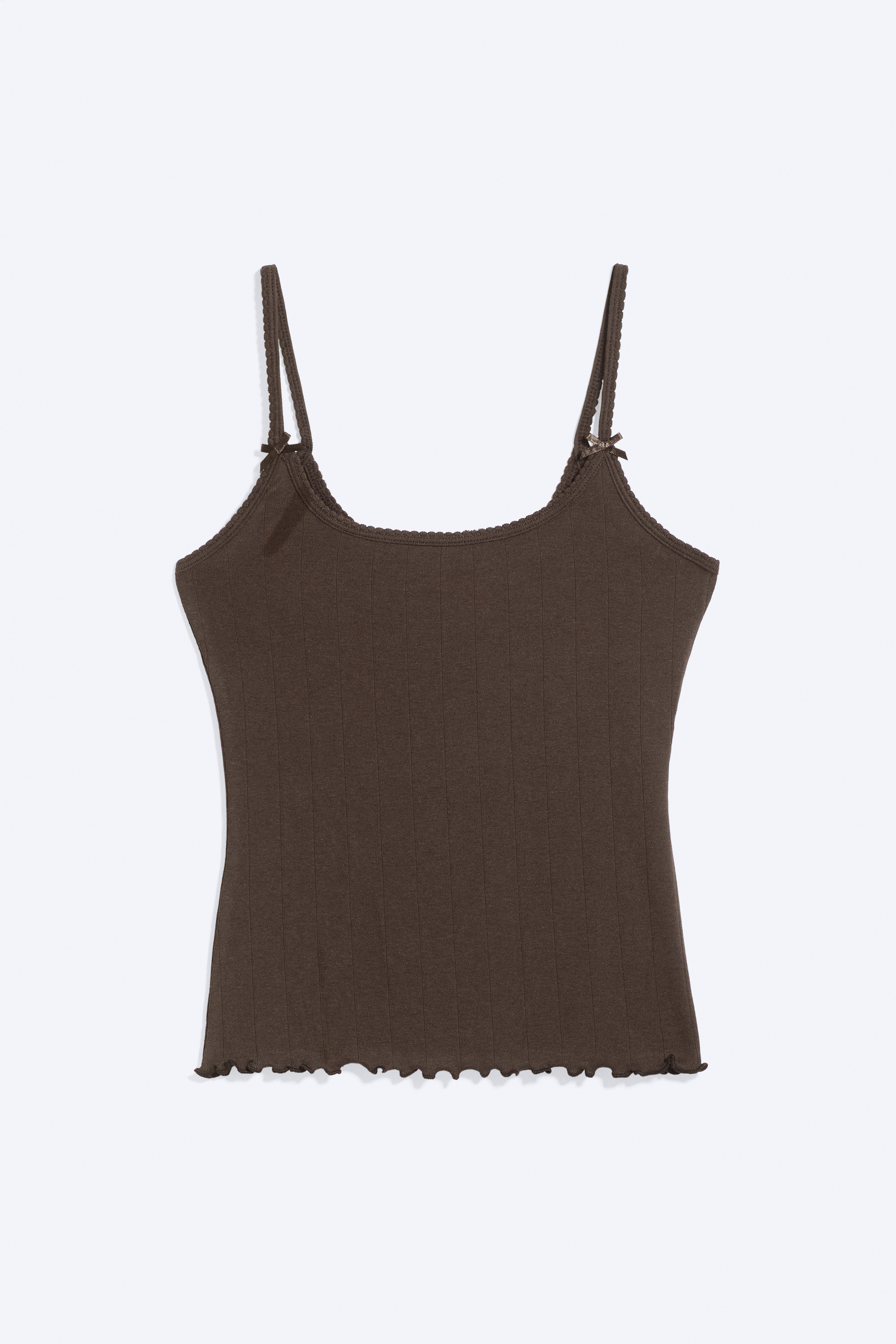 Top a coste slim con spalline - Marrone scuro/Giallo chiaro - Floreale