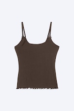 Dark Brown - Slim Ribbed Strap Top - 3