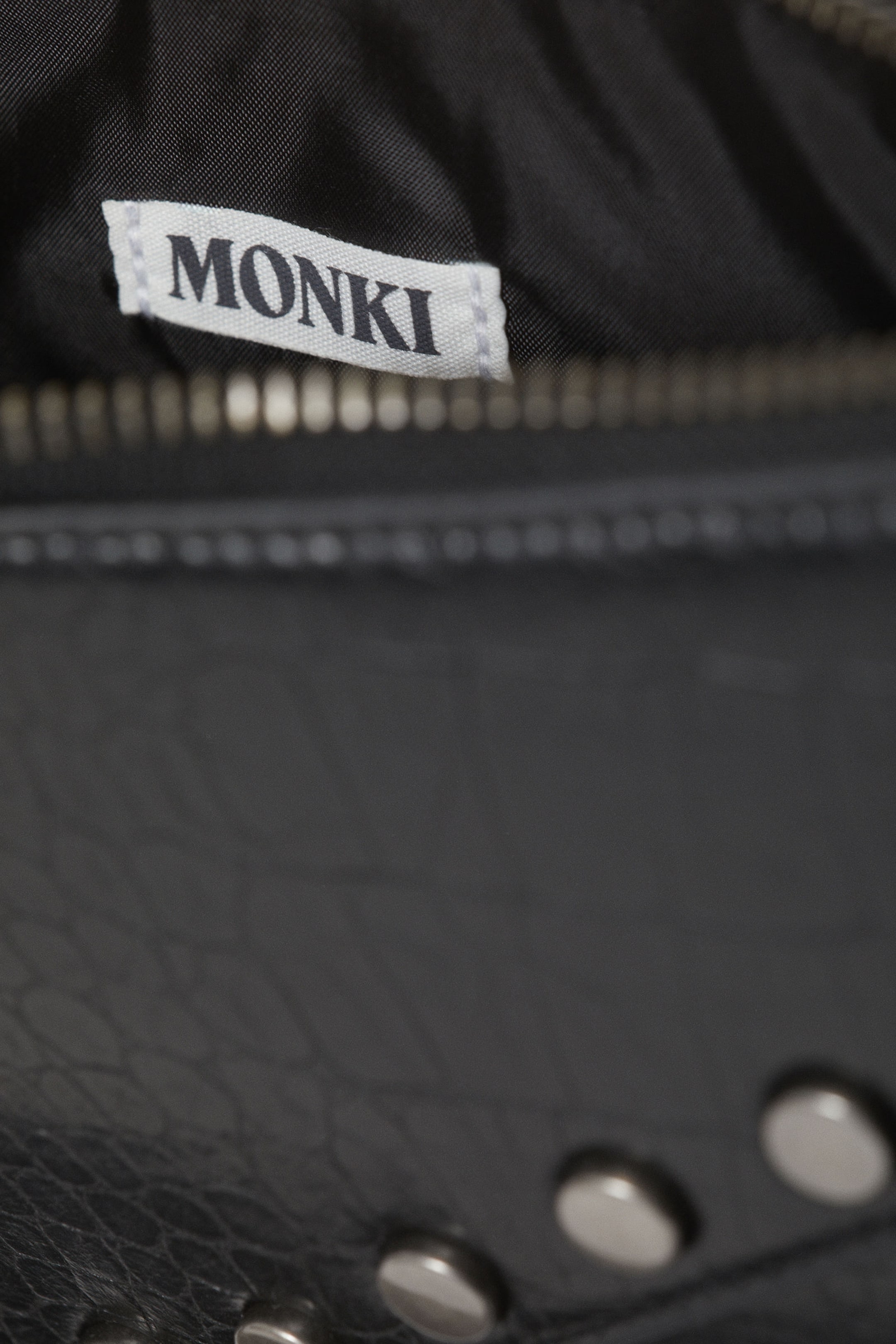 Black - Studded Faux Leather Shoulder Bag - 2