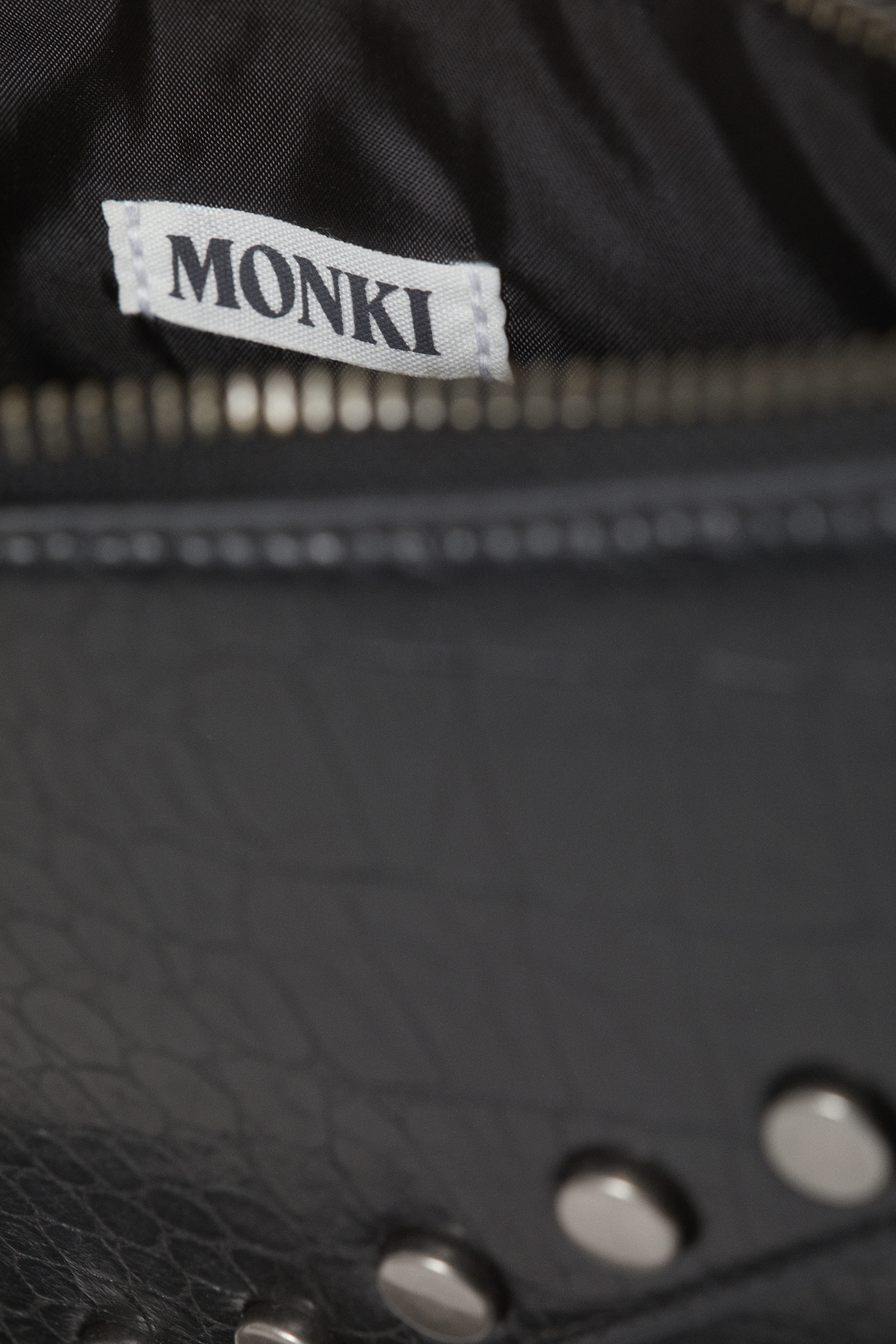 Black - Studded Faux Leather Shoulder Bag - 2