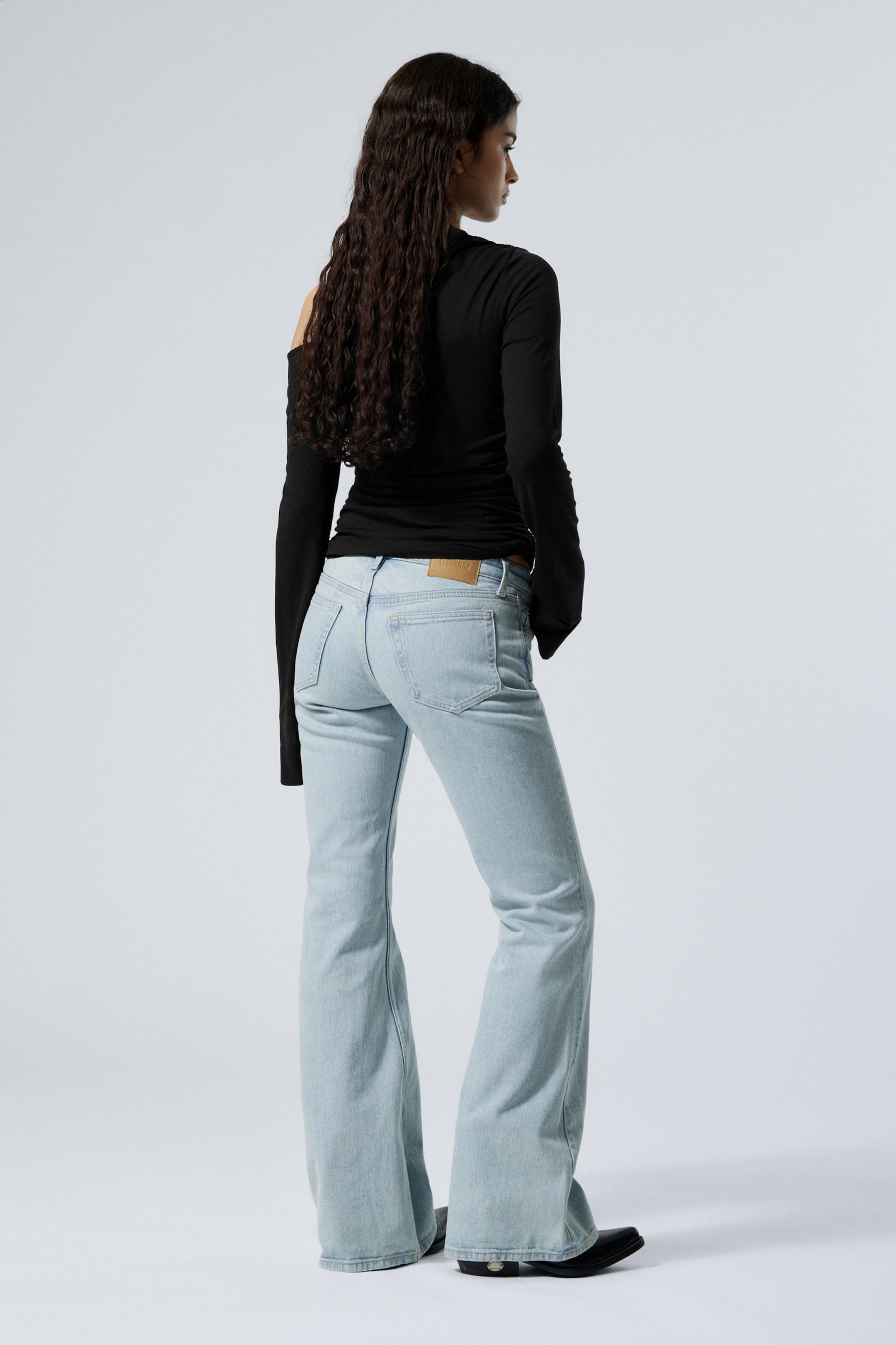 Snow Blue - Light Blue - Flame Low Rise Slim Flared Leg Jeans - 4