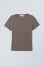 Dark Mole - Sheer Fitted Linen Blend T-shirt - 0
