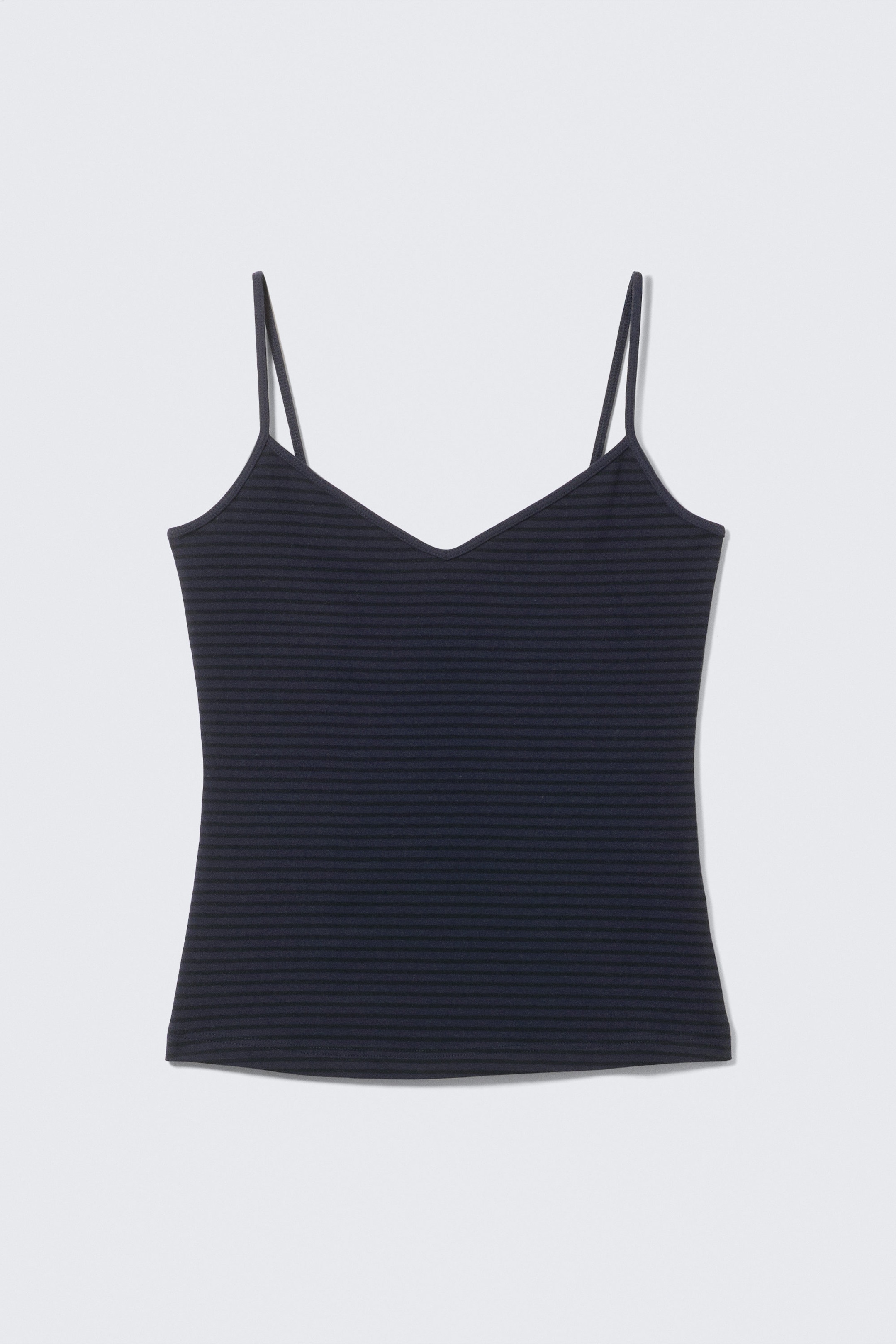 Dunkelblau gestreift - Schlankes Baumwoll-Unterhemd mit V-Ausschnitt - 3