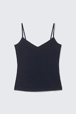 Dunkelblau gestreift - Schlankes Baumwoll-Unterhemd mit V-Ausschnitt - 3