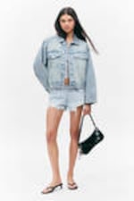 Pegasus Blue - Light Blue - Oversized Structured Denim Jacket - 0