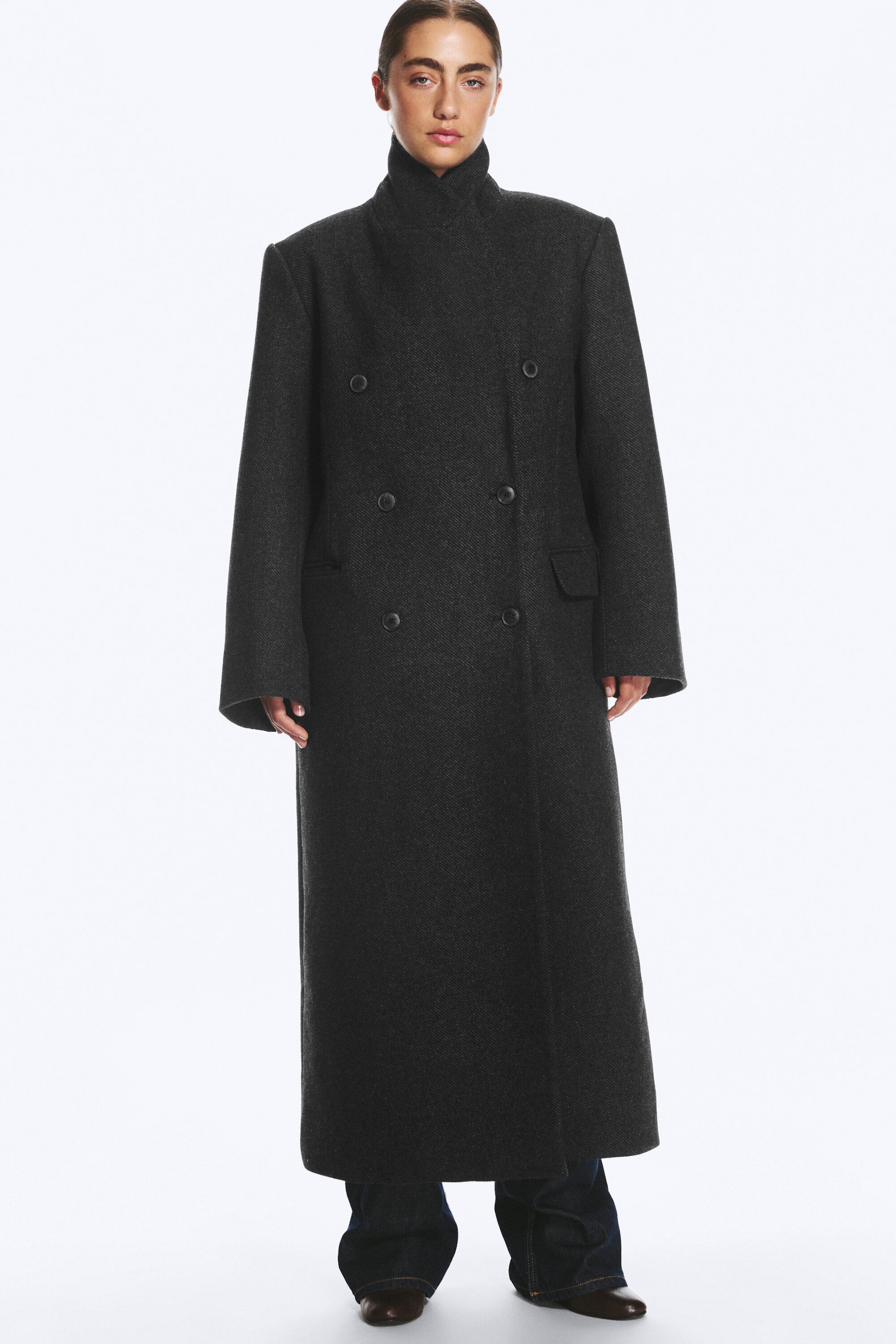 Dark Grey - Recycled Wool Blend Coat - 2