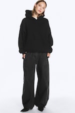 Svart - Tung oversized hoodie - 1