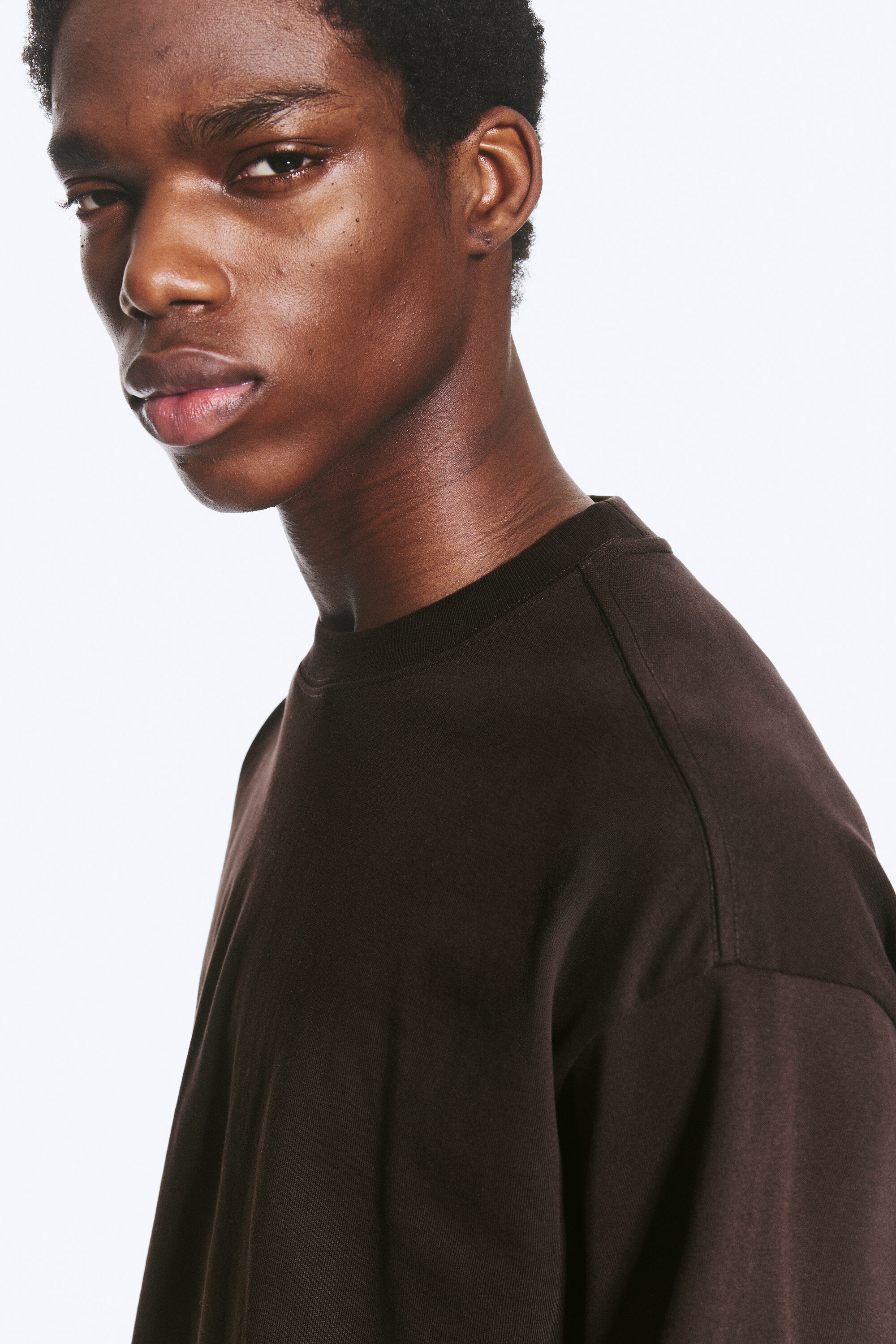 25-26AW Layered LongSleeveShirt オーバーサイズ loose boxy long-sleeved t-shirt - Dark Brown | Weekday WW