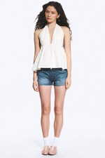 Gebroken wit - Katoenen haltertop - 2