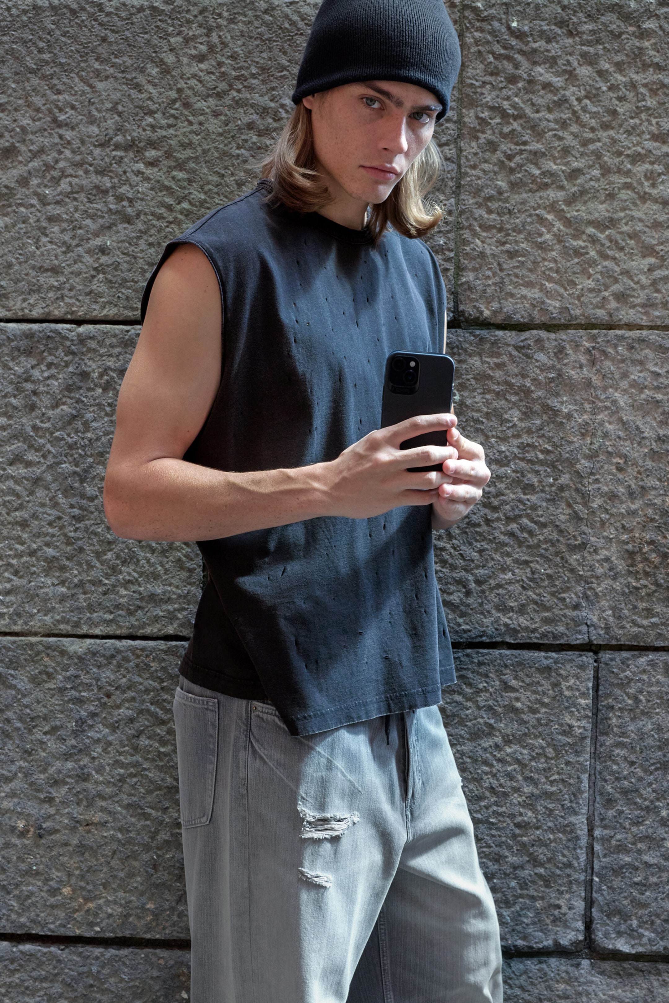 Black - BILLIE SLEEVELESS OVERSIZED TOP - 2