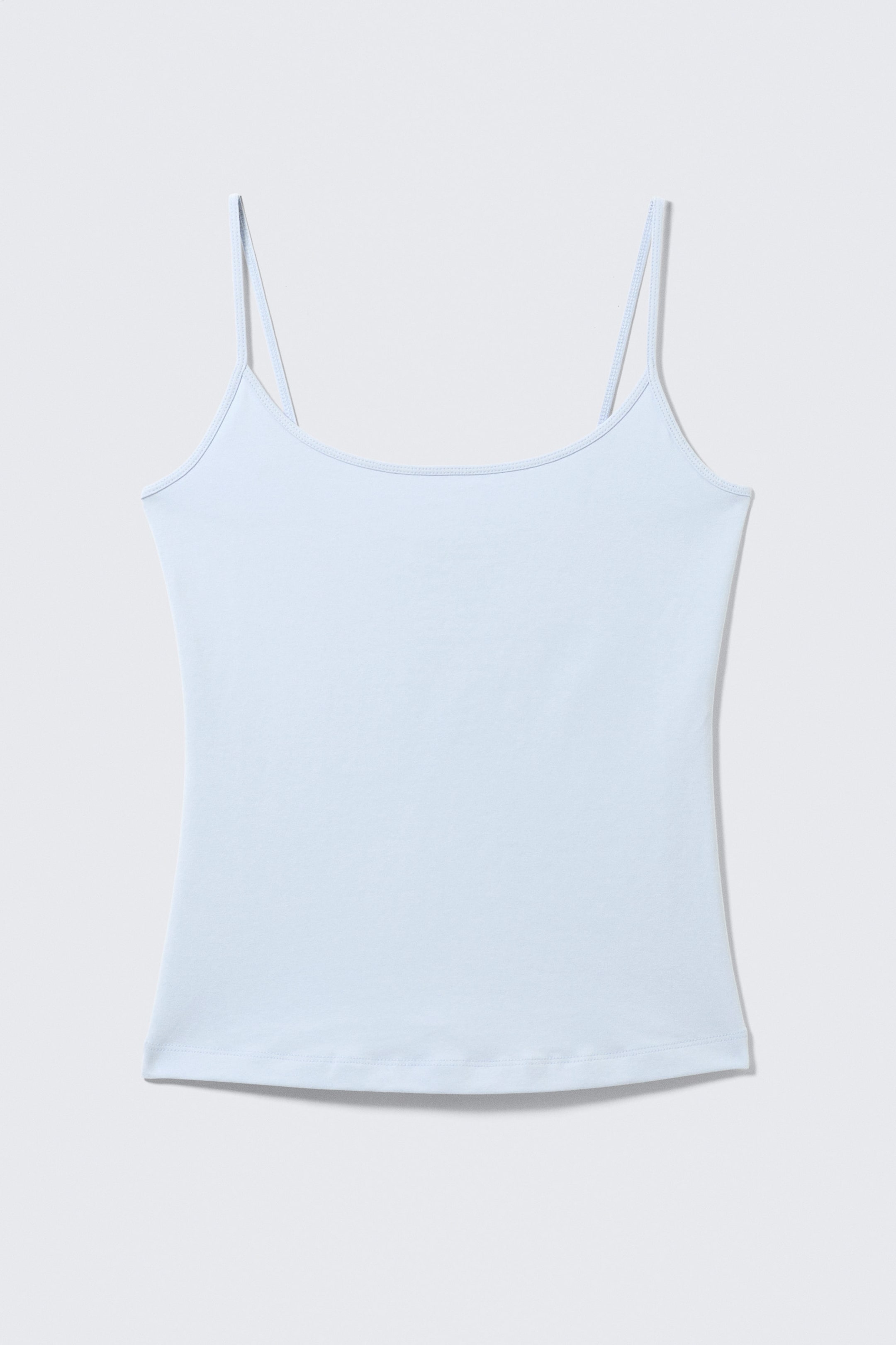 Light Blue - Fitted Strappy Scoop Neck Singlet - 3