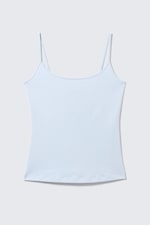 Light Blue - Fitted Strappy Scoop Neck Singlet - 3