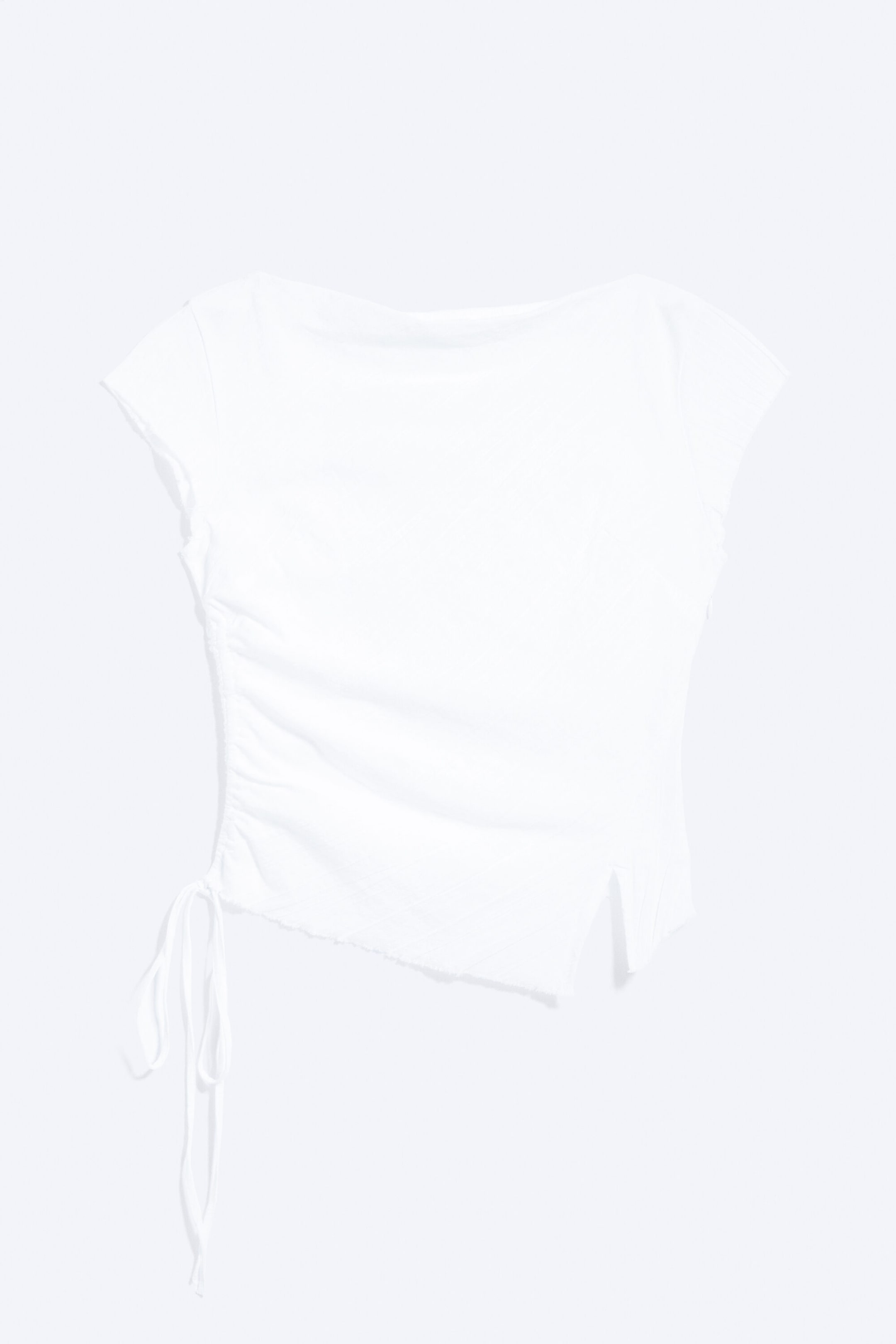 Vit - Rynkad Kortärmad Topp - 3