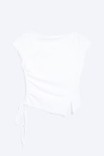 Vit - Rynkad Kortärmad Topp - 3