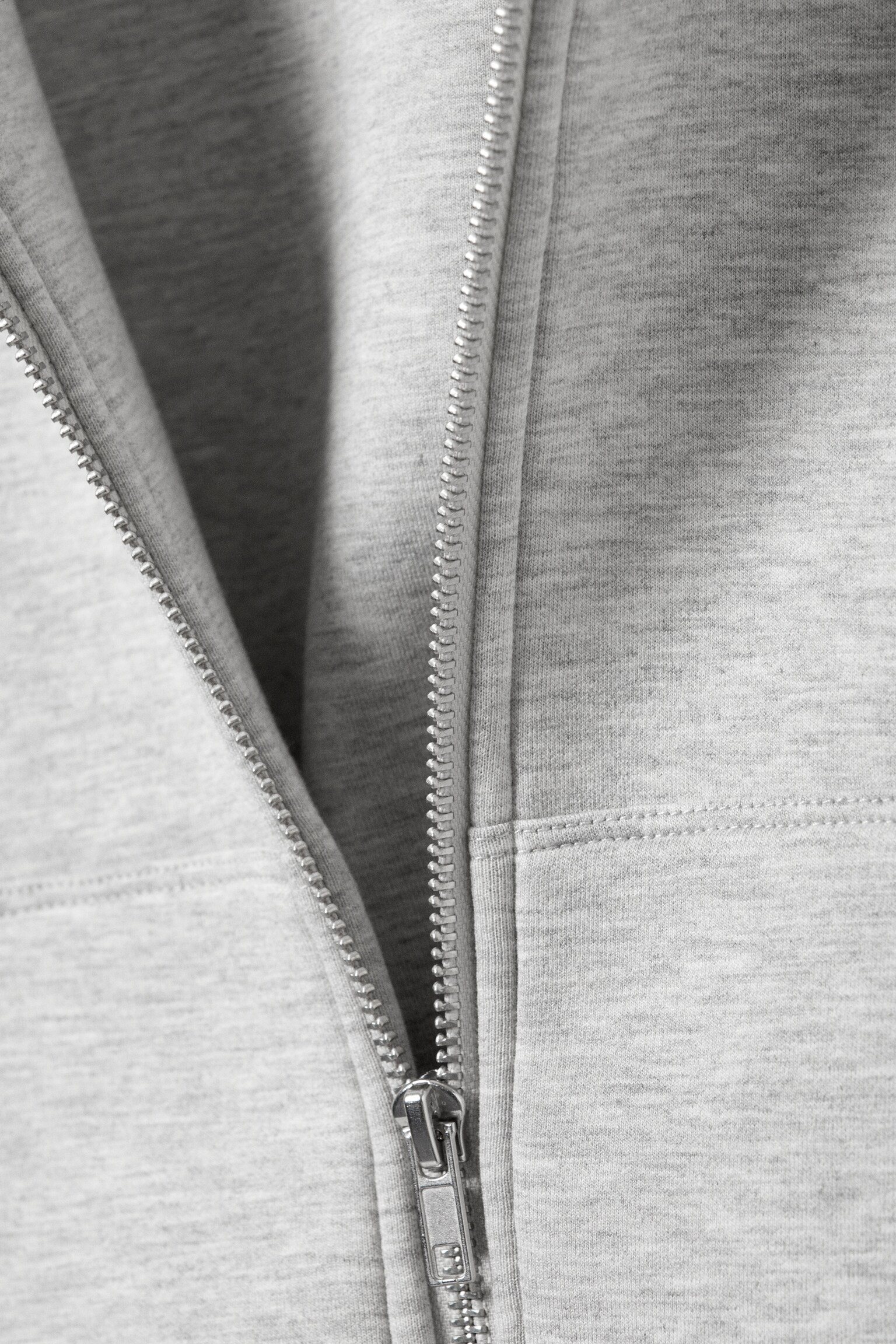 Scuba zip-hoodie i lös passform - Gråmelerad/Mörkblå - 3