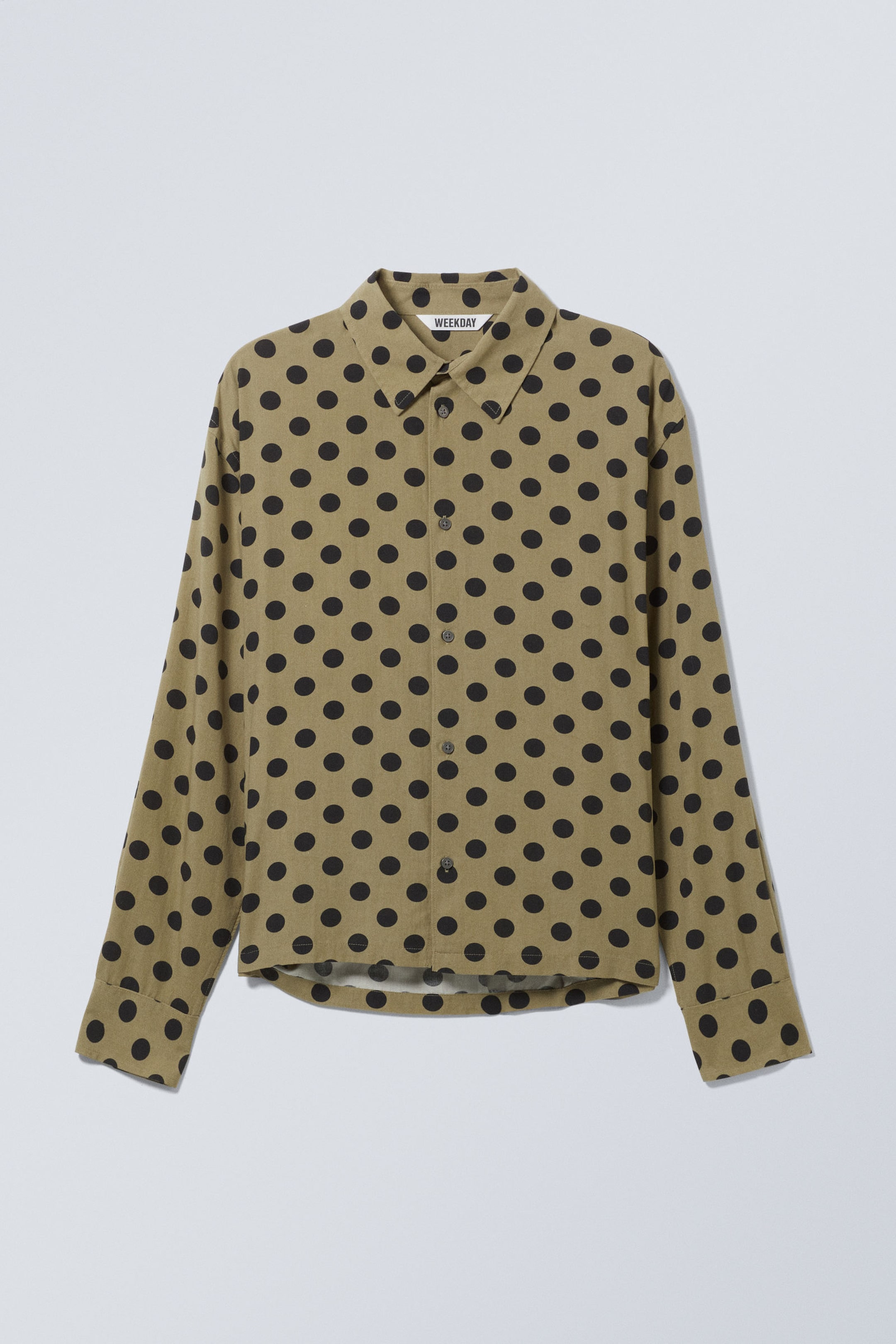 Dusty Khaki Dots - Oversized Boxy Long Sleeve Shirt - 0