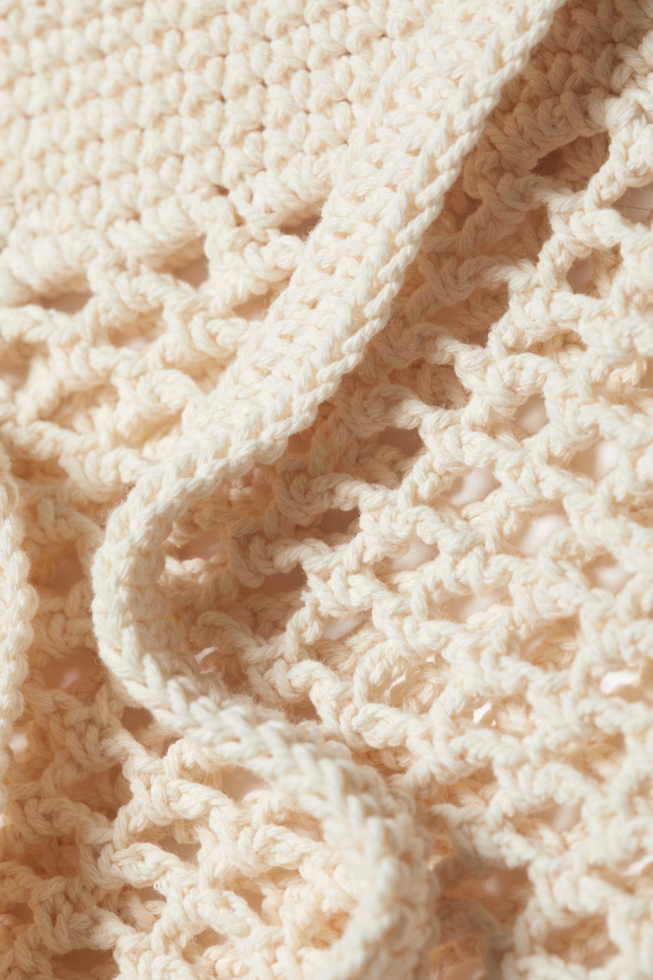 Dusty White - Knitted Cotton Shoulder Bag - 2