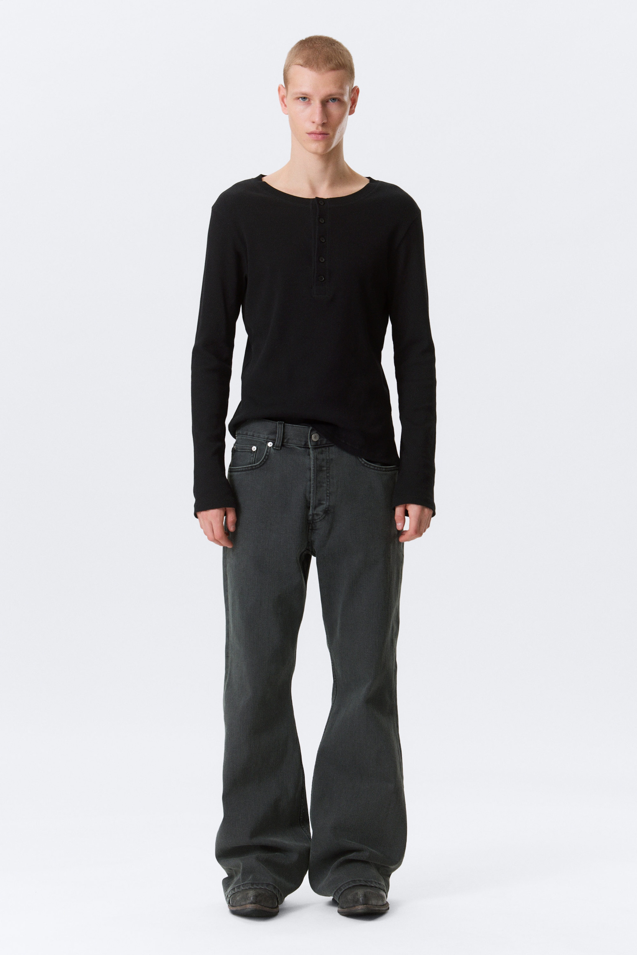 Elegie Black - Black - Mid Rise Regular Bootcut Leg Jeans - 1